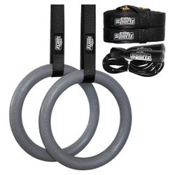 Elite Sportz Gymnastic Rings - Exercise Ring Set for Total Body Strength Training & Pull Ups w/Secure Buckles & Straps - 2 Non Slip Olympic Rings, Ind