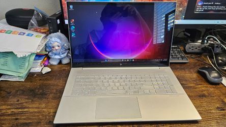 HP Envy 17-ch1xxx, 17.3in Touchscreen, i5-1155G7, 16gb ram, 256gb ssd. It is equipped with 16GB of RAM and a 256GB SSD. The silver aluminum chassis fe