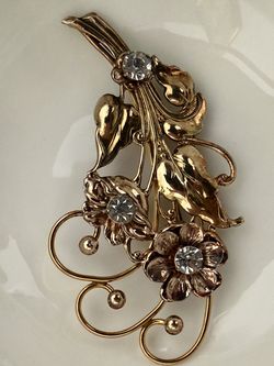 Vintage Gold-tone Sterling Silver Flower Bouquet Brooch