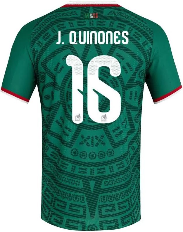 Mexico Soccer Jersey J. Quiñones #16 size L,XL,XXL,XXXL,XXXXL