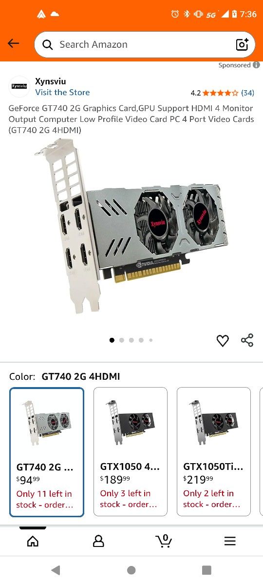 GeForce GT740 2G Graphics Card,GPU Support HDMI 4 Monitor Output Computer Low Profile Video Card PC 4 Port Video Cards (GT740 2G 4HDMI)
