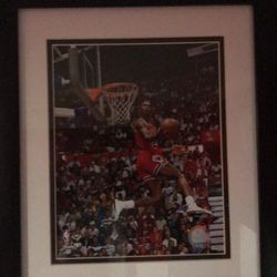 Framed Michael Jordan Backwards Dunk 15” X 13”