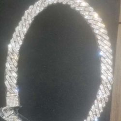 Moissinite Chain Silver PLATED 22 Inches 15mm