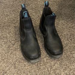 Blue Tongue Black Work Boots Steel Toe 10 
