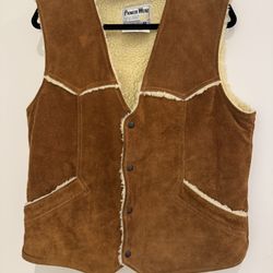 Pioneer Wear Vest Coat Jacket Sherpa Ranch Western VTG 70s Mens Size 42.