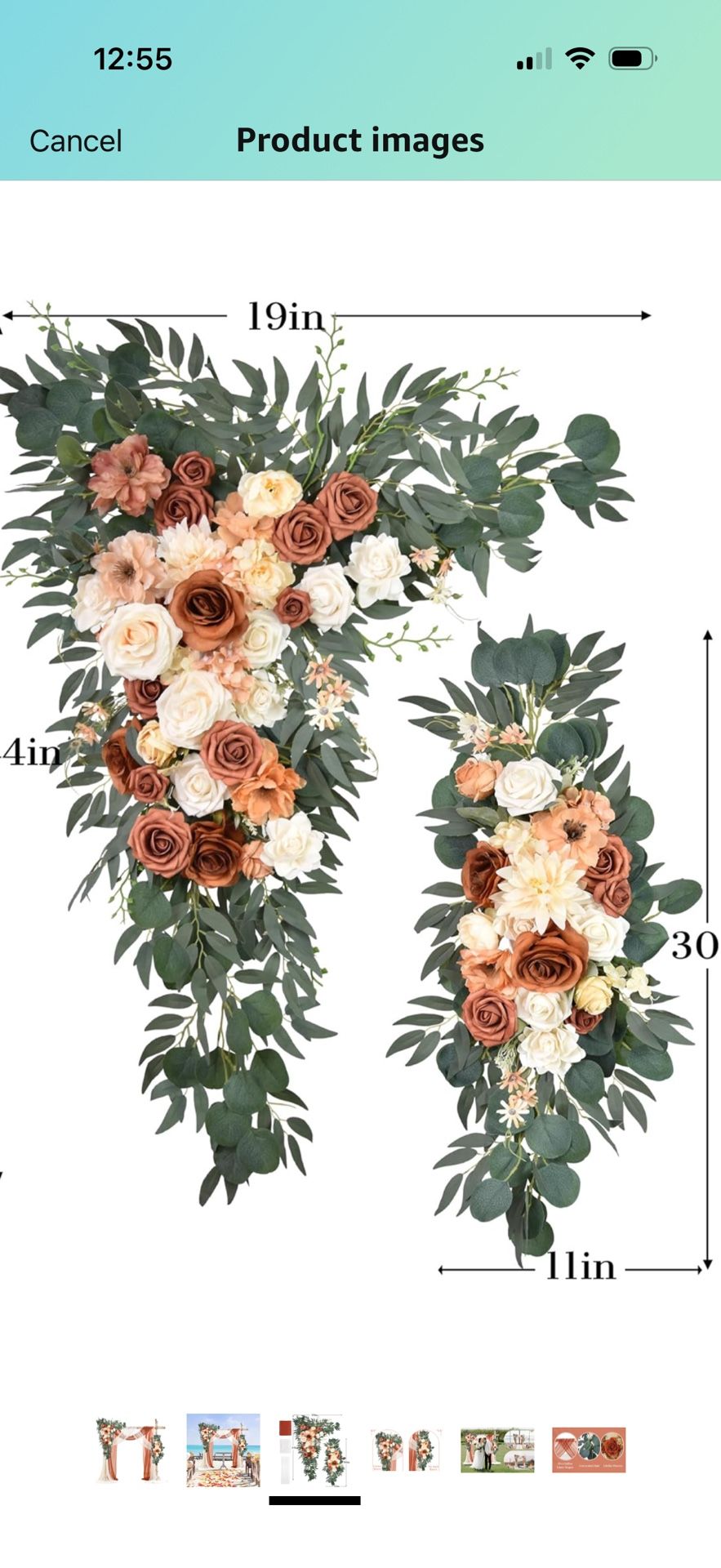  Artificial Wedding Arch Flowers Kit (Pack of 3) with 26Ft Terracotta Shiny Arch Draping Fabric for DIY Wedding Party Ceremony Reception B