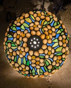 exquisite vintage custom handcrafted stained glass and seashell lampshade 12 in