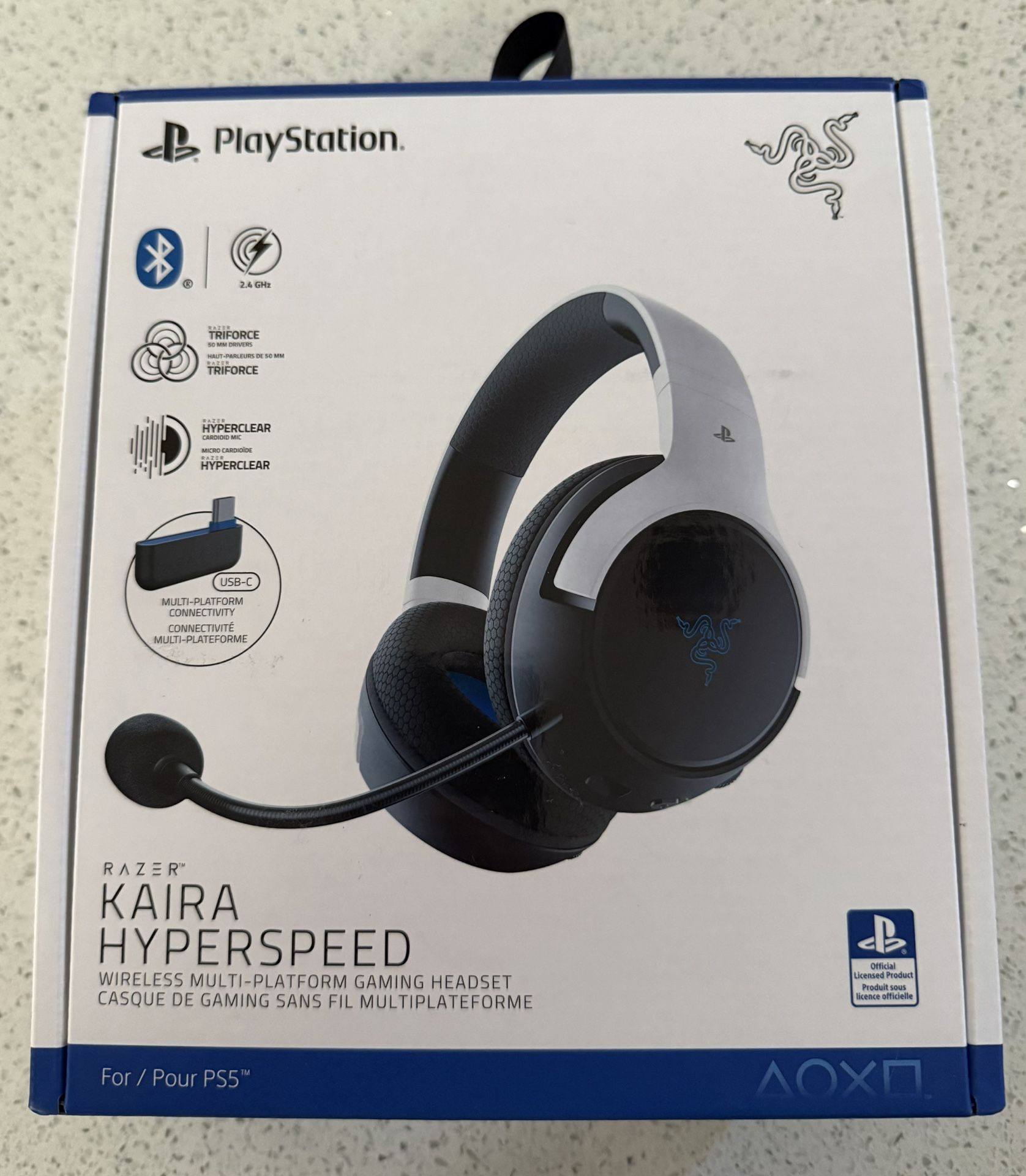 Razer Kaira HyperSpeed Wireless Gaming Headset for PlayStation 5 - White