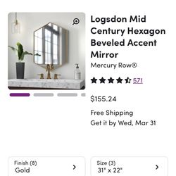 Logsdon Mid century Hexagon beveled accent mirror
