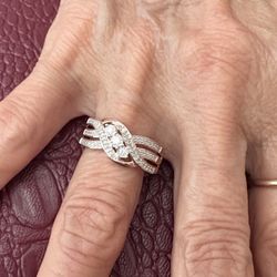 7 Natural Diamond Rose Gold Ring And Earrings 
