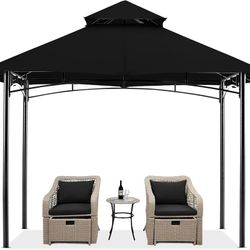 MASTERCANOPY Outdoor Garden Gazebo for Patios, 9x9, beige Rustproof Steel Frame, 300D Top, Water-Resistant, 99% UV Protection, Double-Tiered Roof, Dra
