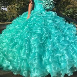 Quincenera Tiffany blue Dress