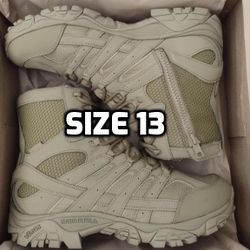 New Men's Merrell Tactical Waterproof Side-Zip Boot, Coyote, 13