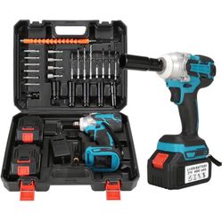Cordless Impact Wrench, 2 IN 1 Screwdriver Head, 21V electric power wrench, 360Nm High Torque, 4 pol