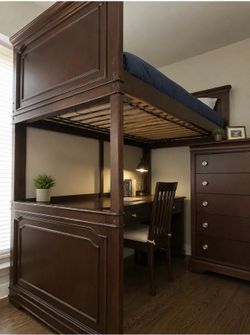 Twin Loft Bed Set with Tall Dresser, Nightstand