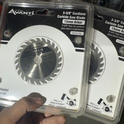 Avanti 3-3/8” Cordless Carbide Saw Blades – 15mm Arbor (2 Pack, New)