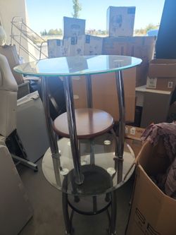 Brown And Glass End Table