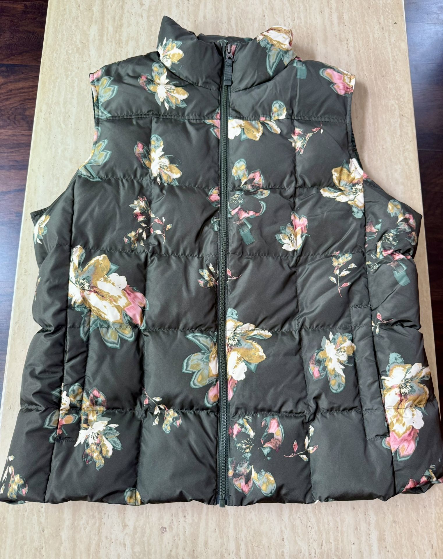Women Clothes-Lands' End Floral Puffer Vest