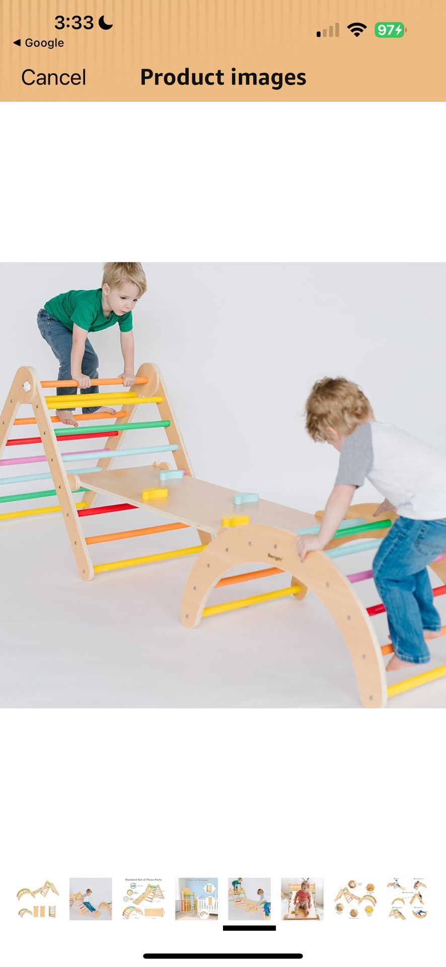 GREAT DEAL!!! Beright 4 in 1 Pikler Triangle Gym,Foldable Climber w/ Ramp, Indoor Climbing Toys for Kids, Triangle w/ Arch Climber