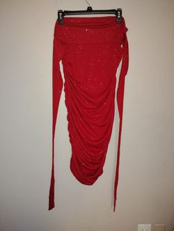 Allegra K Women's Red Sparkly Body Con Dress