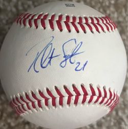 Robert Stephenson Autographed baseball