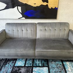 🎯 Couch 81'' Velvet Square Arm Sleeper, Gray - DELIVERY AVAILABLE 