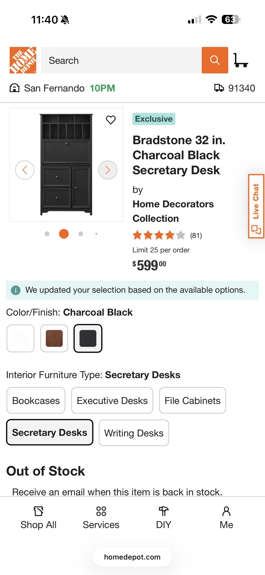 Black Secretary Hutch Desk