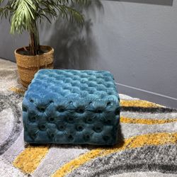 Cute Small Tufted Turquoise Ottoman