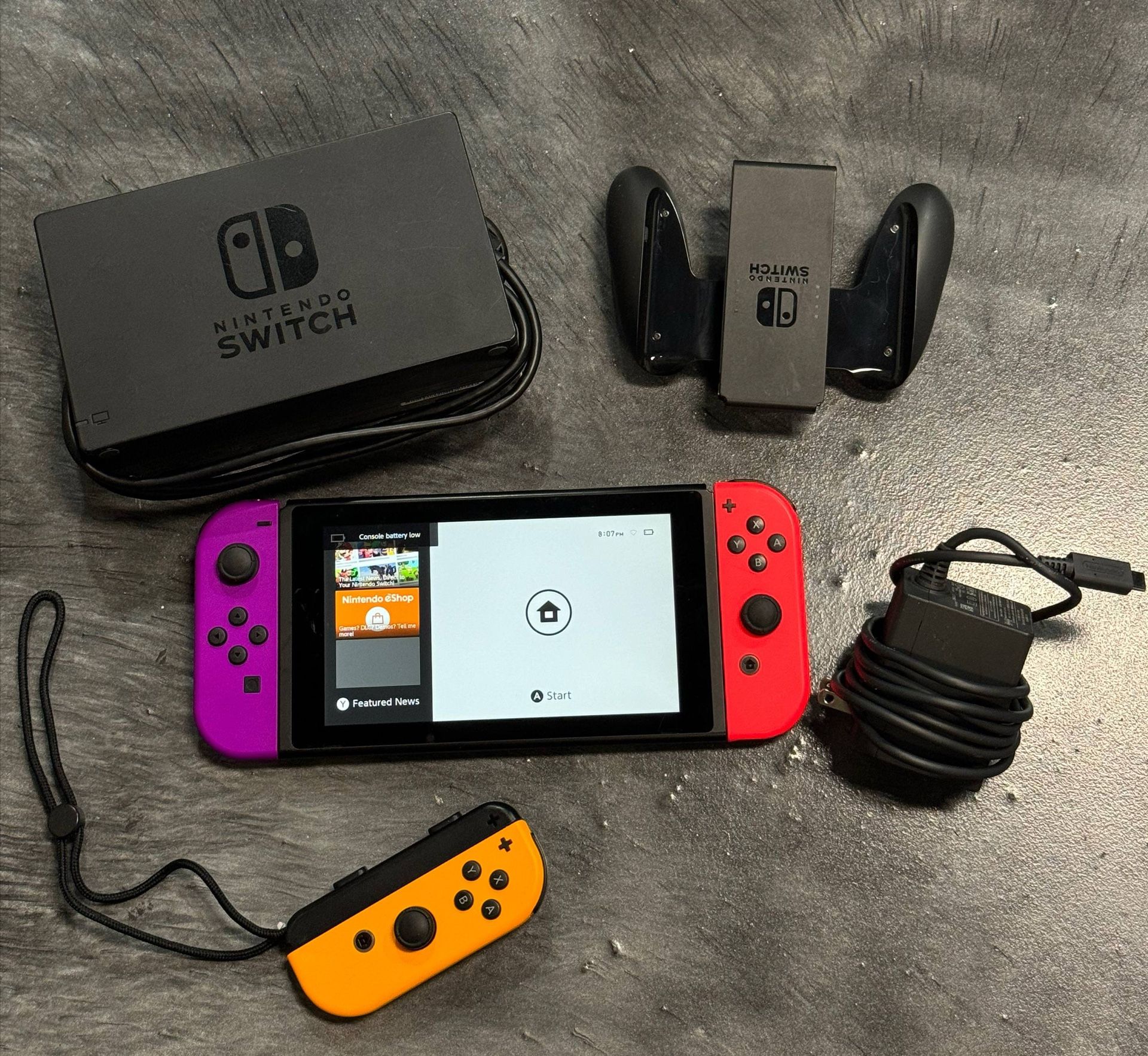 Nintendo Switch Handheld Console (HAC-001) w/ Joy-Cons, Grip, Dock, Box & Cables MARIO GAME