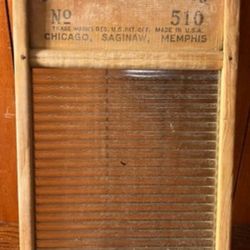 NATIONAL WASHBOARD COMPANY ANTIQUE WASHBOARD WITH GLASS WASHBOARD