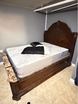 Solid Wood and Granite Bedroom Set