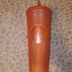 Starbucks Orange Pearlized Bling/ Studded Cup