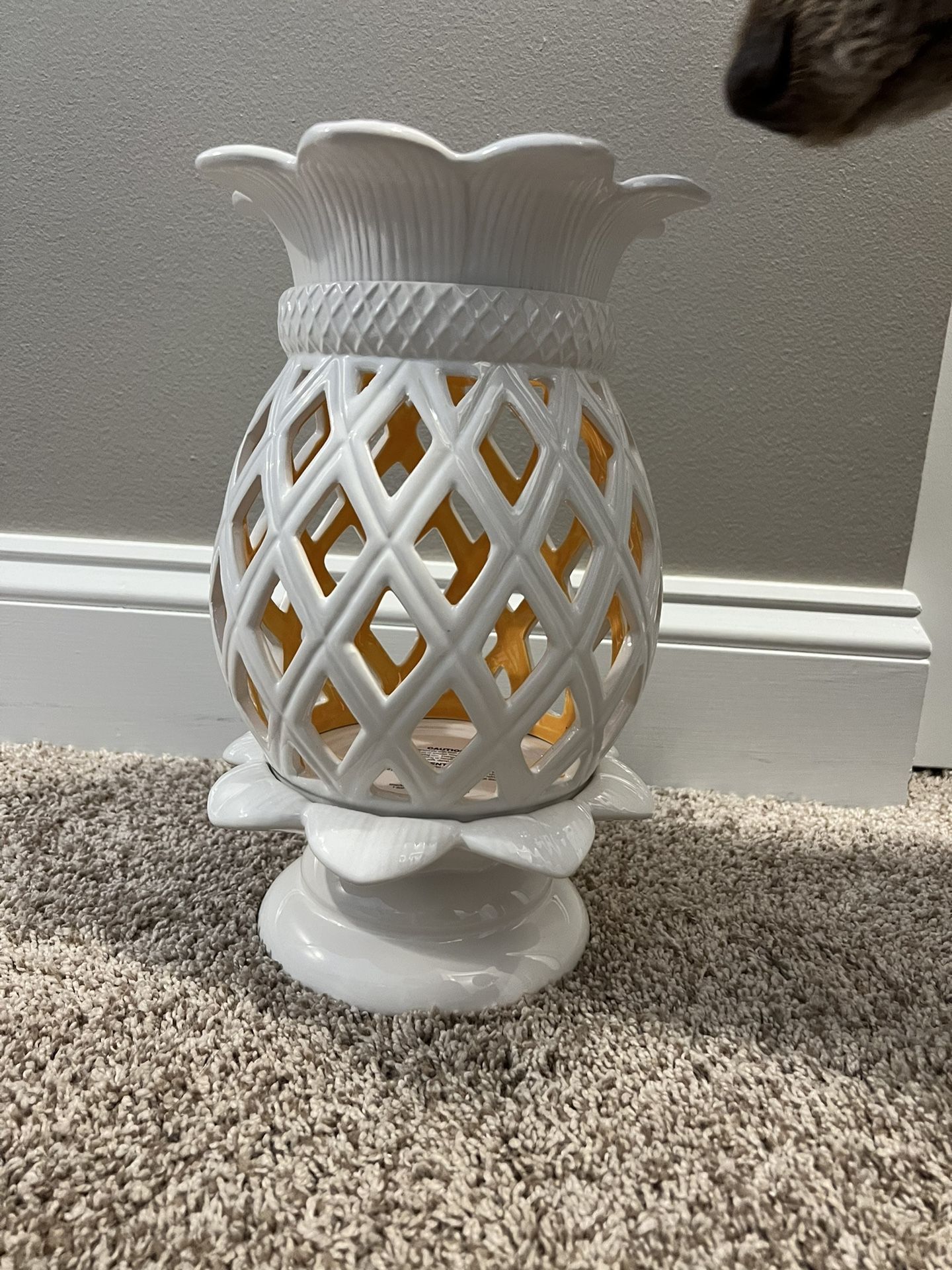White Ceramic Pineapple Candle Holder