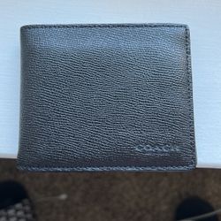 Coach Leather Wallet, All Black