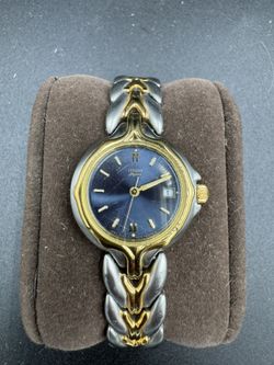 Vintage Citizen Elegance Ladies Two-Tone Quartz Watch Blue Dial GN-0-S 1990s VG