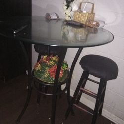 Glass Table With Bar Stool