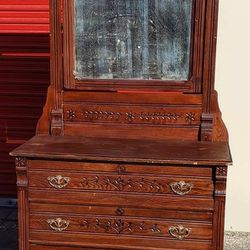 Antique Eastlake Dresser and Swivel top Mirror