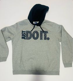Nike Size 2XL Gray/Black Swoosh Pullover Hoodie Fabric & Longer sweatshirt