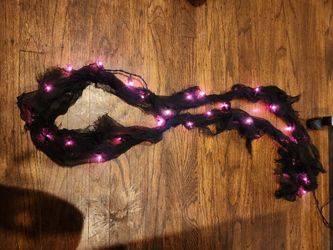 Purple Halloween String Lights With Black Creepy Fabric
