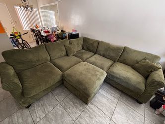 Green L shape Couch