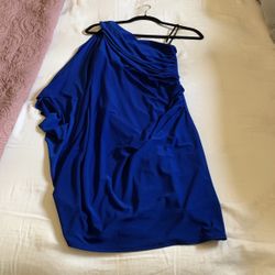 Elegant 1 Shoulder Dress With Half Cape