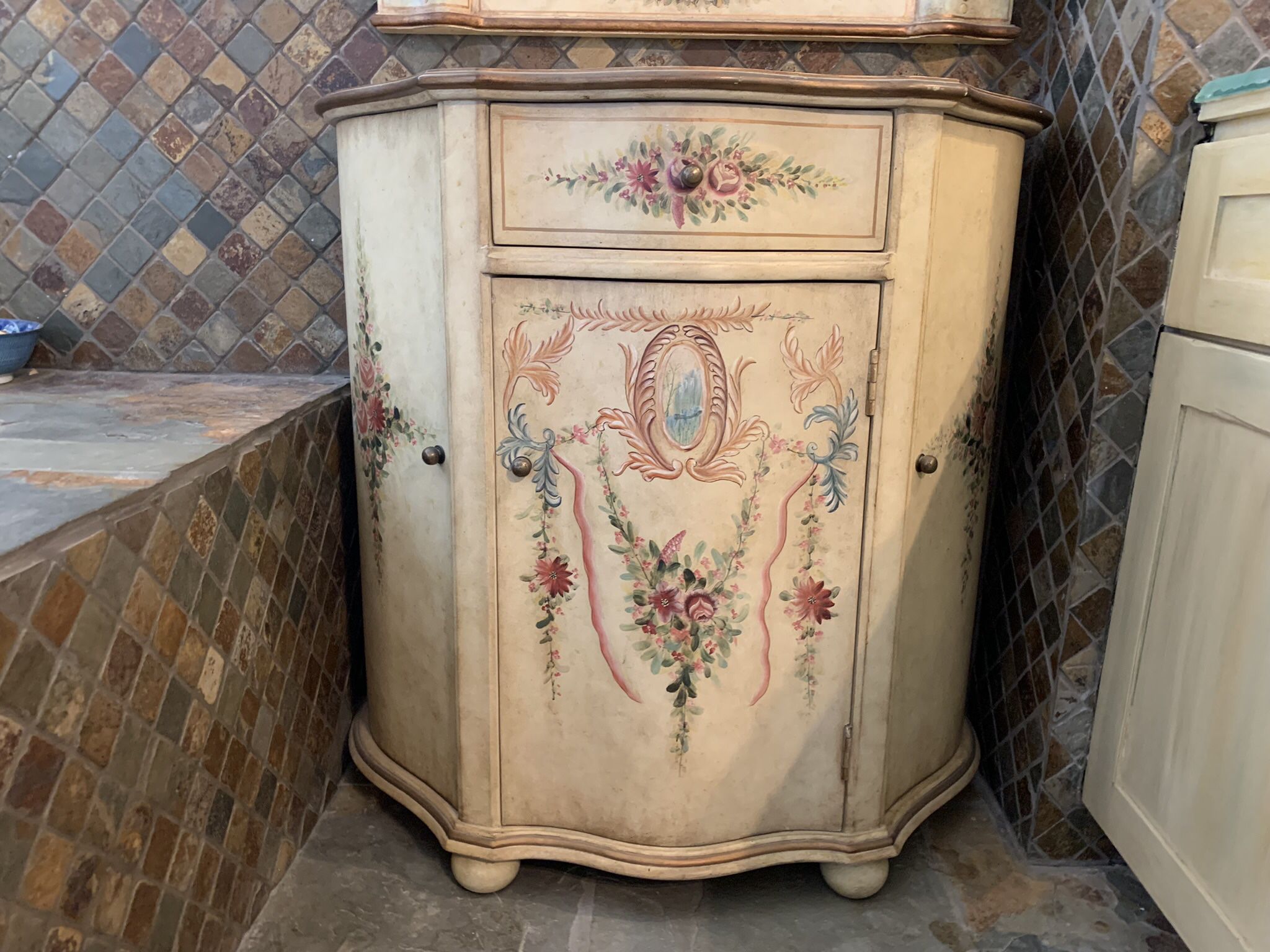 Classy Painted Cabinet With Matching Mirror