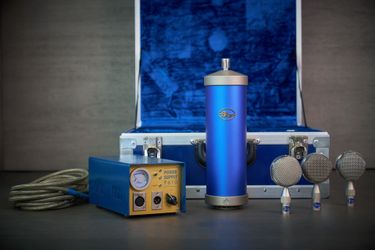 Rare Vintage Early Blue Bottle Tube Condenser Microphone Set