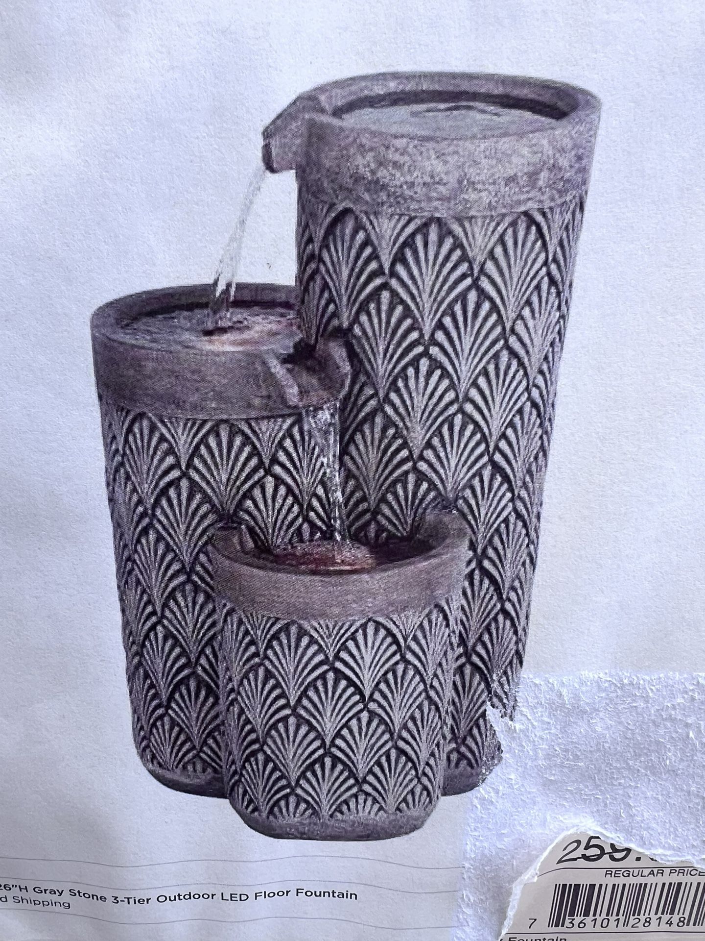 3-Tier Outdoor LED Fountain Grey “stone”