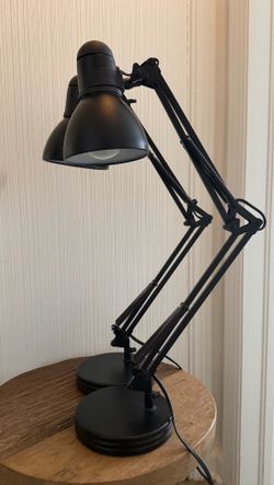 2 Black Adjustable Architect Desk Lamps – Excellent Condition