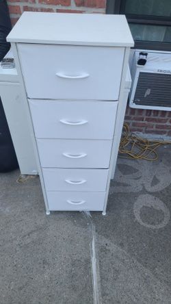 White 5-Drawer Fabric Dresser