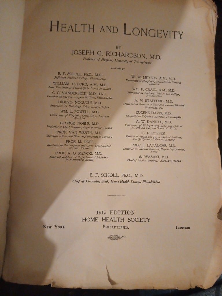 1915 Book Of Health And Longevity