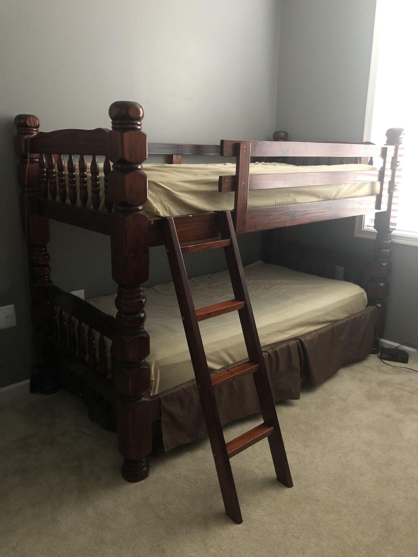 Real solid wood twin size bunk bed