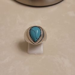 Silver and Turquoise Statement Ring Size 8.5 
