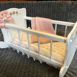 Vintage Doll Rocking Cradle Restored 